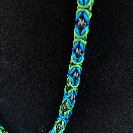 2001) Byzantine Necklace (Blue, Green, and Black)
